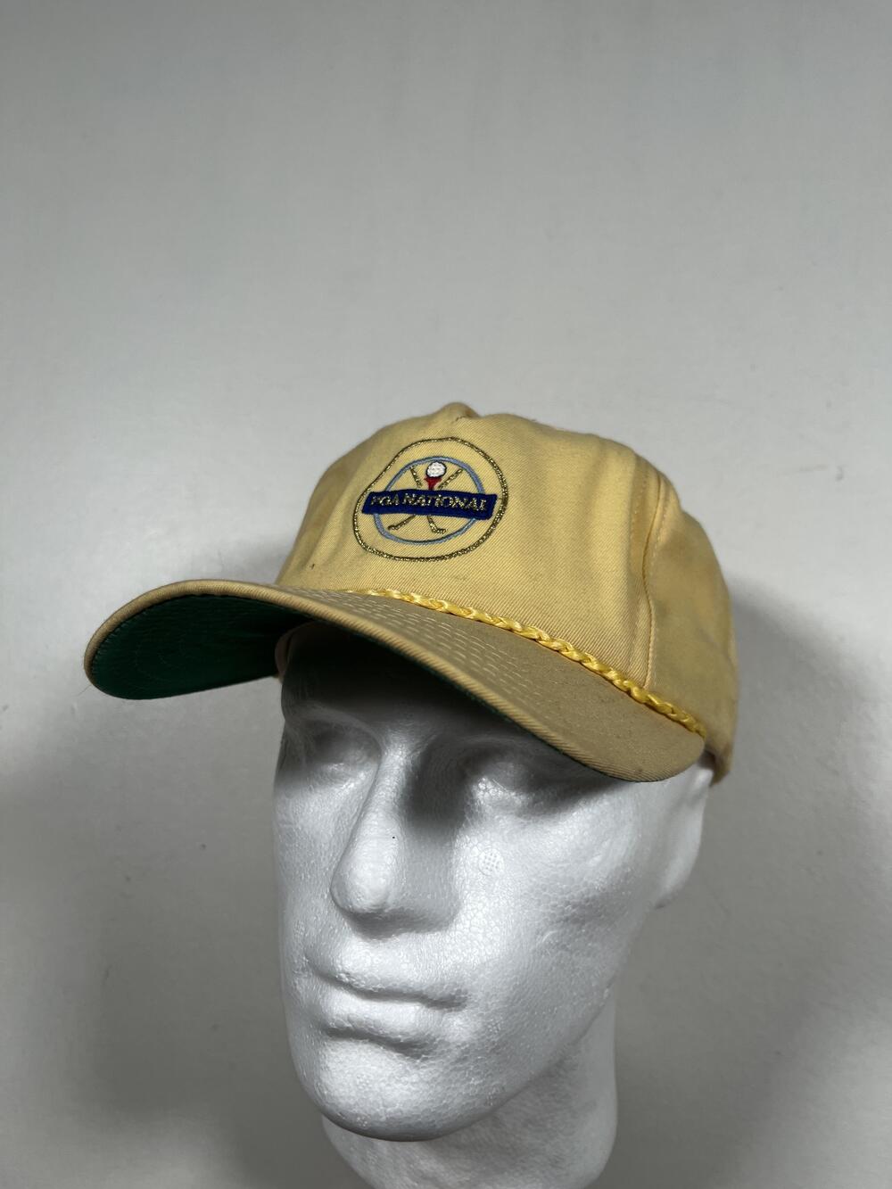 Vintage PGA National Hat Cap Snap Back Mens Large Yellow Golf New Era USA
